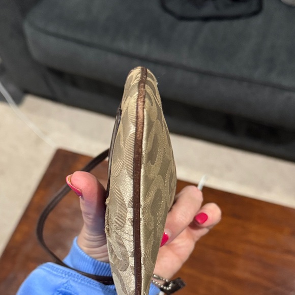 Coach Signature Brown and Tan Wristlet - Picture 7 of 9